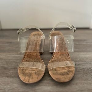 Kelly & Katie Alleni Cork Block Heels with Adjustable Strap Size 8